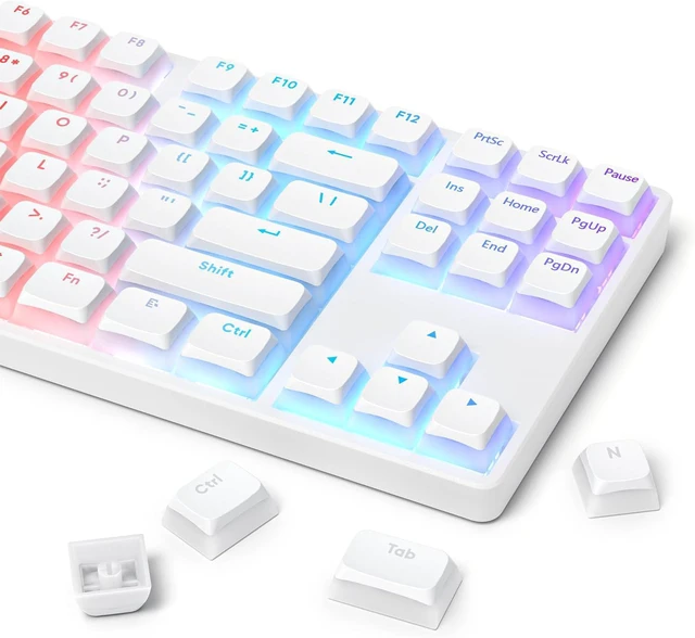 Alt view image 5 of 7 - White Pudding PBT Keycaps, 117 Key XDA Profile Keycaps, Custom Keyboard Keycaps 75 Percent, Minimalist Keycaps Set for Cherry Gateron MX Swithes Mechanical Keyboard (White)