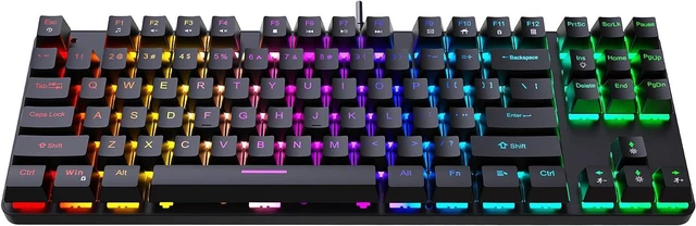 Main image of Gaming Mechanical Keyboard, Ergonomic Design, 87 Keys, Multiple Backlight Effects, 1.5m Cable,USB-A Connector Cable, Rich Shortcut Keys