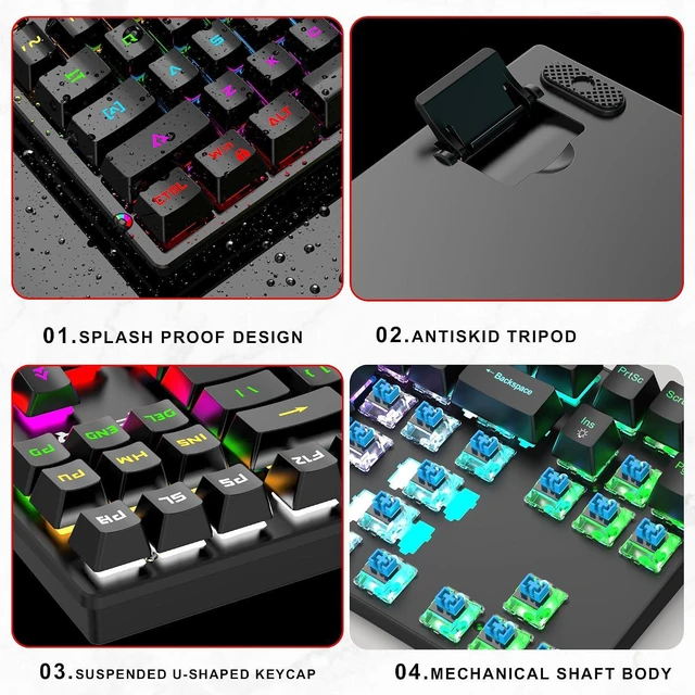 Alt view image 5 of 7 - Gaming Mechanical Keyboard, Ergonomic Design, 87 Keys, Multiple Backlight Effects, 1.5m Cable,USB-A Connector Cable, Rich Shortcut Keys