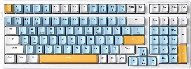 Main image of Merdia Wireless Mechanical Keyboard, Triple Mode 2.4G/USB-C/BT Gaming Keyboards 100 Keys Ice-Blue Backlit, Red Switch Keyboard | Rechargeable Mechanical Gaming Keyboards | Ice Blue/W/Y