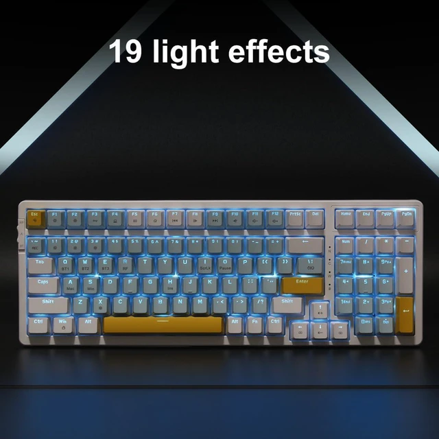 Alt view image 6 of 6 - Merdia Wireless Mechanical Keyboard, Triple Mode 2.4G/USB-C/BT Gaming Keyboards 100 Keys Ice-Blue Backlit, Red Switch Keyboard | Rechargeable Mechanical Gaming Keyboards | Ice Blue/W/Y