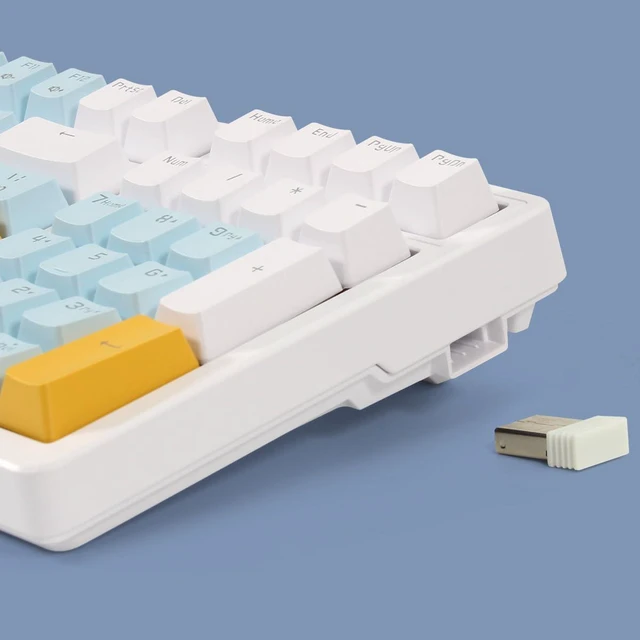 Alt view image 5 of 6 - Merdia Wireless Mechanical Keyboard, Triple Mode 2.4G/USB-C/BT Gaming Keyboards 100 Keys Ice-Blue Backlit, Red Switch Keyboard | Rechargeable Mechanical Gaming Keyboards | Ice Blue/W/Y