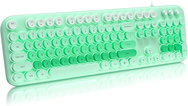 Main image of Atelus Wired Backlit Keyboard, Full Size USB Keyboard with Colorful Retro Keycaps, Numeric Keypad and Media Hotkey for Computer Desktop PC Laptop and Windows 7 8 10 11