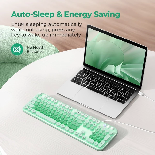 Alt view image 4 of 7 - Atelus Wired Backlit Keyboard, Full Size USB Keyboard with Colorful Retro Keycaps, Numeric Keypad and Media Hotkey for Computer Desktop PC Laptop and Windows 7 8 10 11