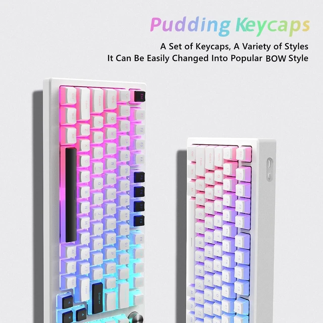 Alt view image 4 of 6 - Pudding Keycaps, PBT Keycaps 165 Keys Set Custom Keycap Set, Shine Through Keycaps OEM Profile, Universal Compatiability for 100%, 75%, 65%, 60% Keyboard - White