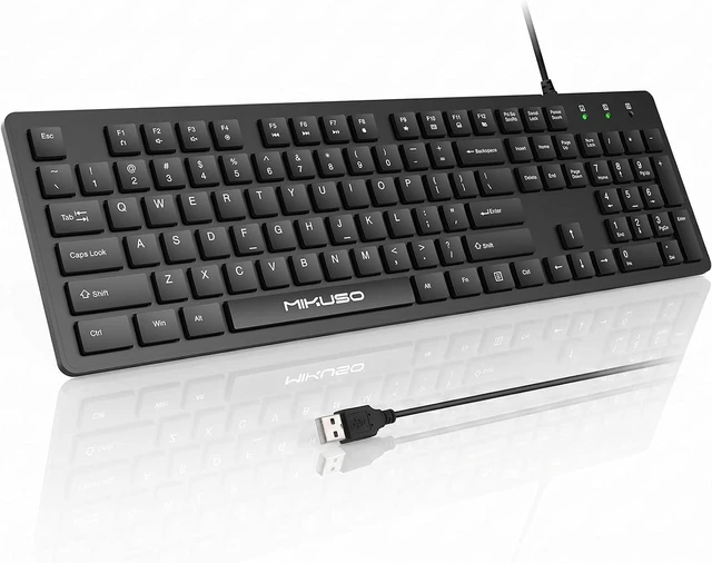 Main image of Fade-Proof Letter Wired Keyboard USB Office Keyboard,Not Fade Letter | Computer Keyboard with Numpad,Slim Full-Size Membrane QWERTY Layout,USB-A Plug and Play for PC/Laptop