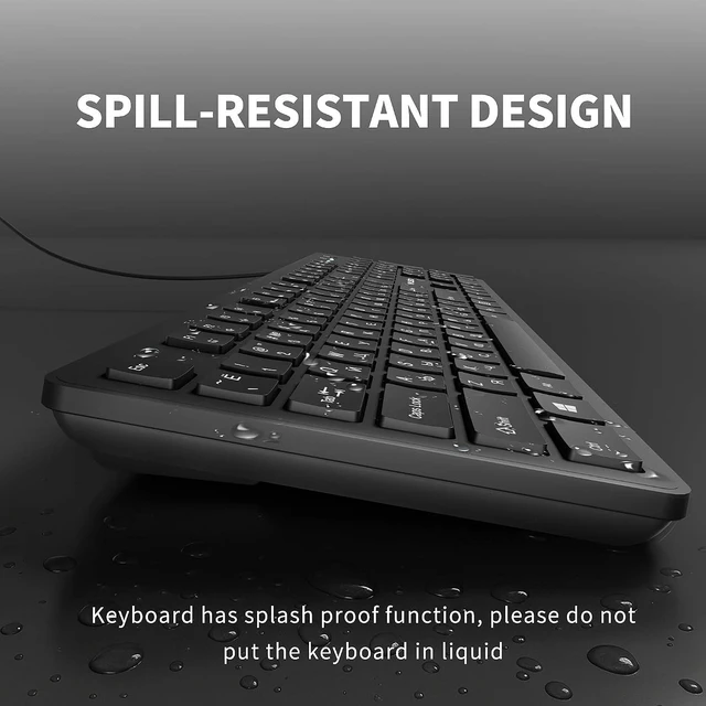 Alt view image 6 of 7 - Fade-Proof Letter Wired Keyboard USB Office Keyboard,Not Fade Letter | Computer Keyboard with Numpad,Slim Full-Size Membrane QWERTY Layout,USB-A Plug and Play for PC/Laptop