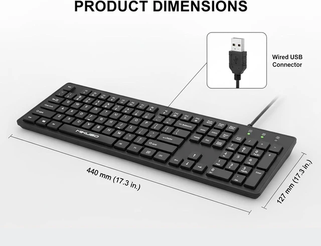 Alt view image 7 of 7 - Fade-Proof Letter Wired Keyboard USB Office Keyboard,Not Fade Letter | Computer Keyboard with Numpad,Slim Full-Size Membrane QWERTY Layout,USB-A Plug and Play for PC/Laptop