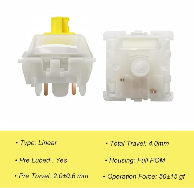 Alt view image 3 of 6 - GATERON Milky Yellow Pro V3 Keyboard Switches, Pre-lubed Linear 5 pin for All MX Mechanical Keyboard (36PCS)