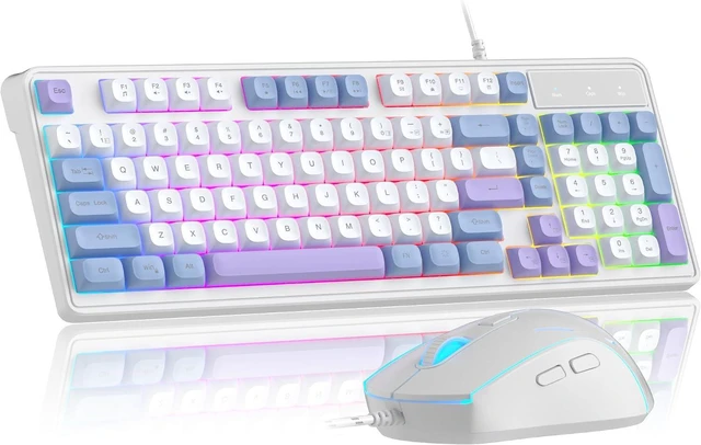 Main image of Camiysn Wire Gaming Keyboard, 7 Colorful Rainbow Backlight Classic Gaming Keyboard (BlueWhite-Set)