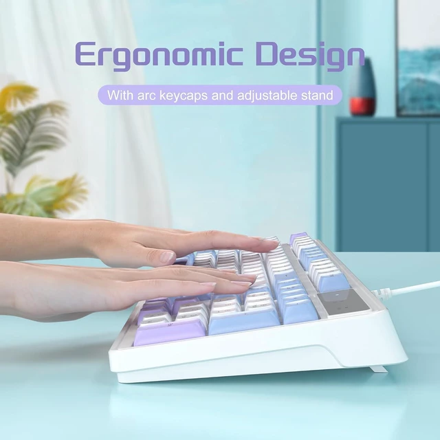 Alt view image 6 of 7 - Camiysn Wire Gaming Keyboard, 7 Colorful Rainbow Backlight Classic Gaming Keyboard (BlueWhite-Set)