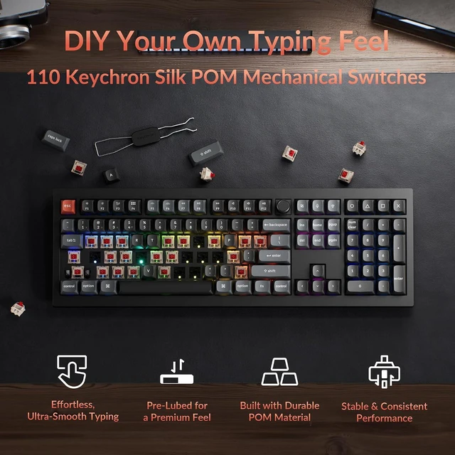 Alt view image 5 of 6 - Keychron Silk POM Linear Red Switches, 110pcs Pre-Lubed Mechanical Keyboard Switch Set, Smooth & Durable, 45gf Actuation, 5-Pin Hot-Swap Compatible, Full POM Housing & Stem