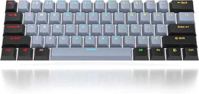 Main image of Guffercty kred 61-Keys PBT 60% Keycaps 60 Percent Shine-Through OEM Profile Keycaps Backlit US Layout for 60 Percent Keyboard (61 Grey Black)