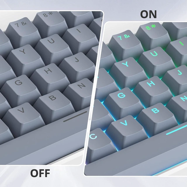 Alt view image 3 of 6 - Guffercty kred 61-Keys PBT 60% Keycaps 60 Percent Shine-Through OEM Profile Keycaps Backlit US Layout for 60 Percent Keyboard (61 Grey Black)