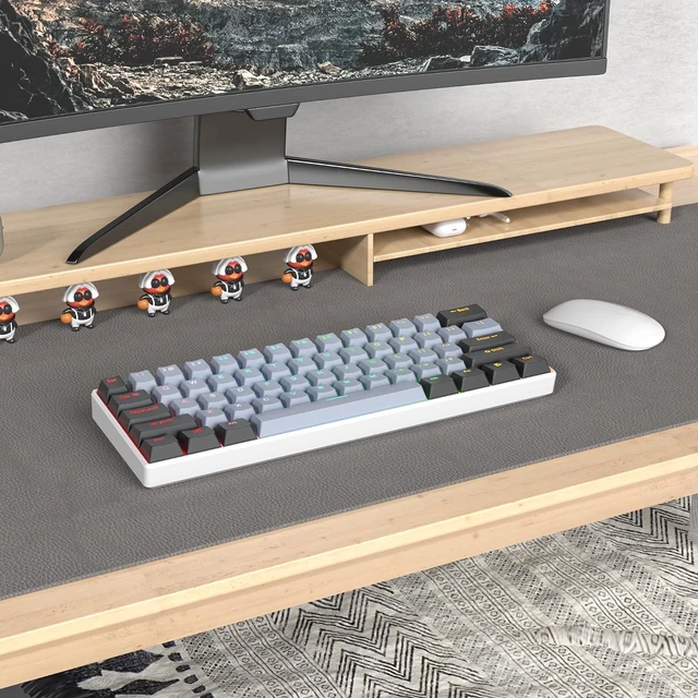Alt view image 5 of 6 - Guffercty kred 61-Keys PBT 60% Keycaps 60 Percent Shine-Through OEM Profile Keycaps Backlit US Layout for 60 Percent Keyboard (61 Grey Black)