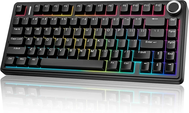 Main image of Aula F75 75% Wireless Mechanical Keyboard, Gasket Mount Hot Swappable Gaming Keyboard with Knob, Tri-Mode BT5.0/2.4G/USB-C, Creamy Thocky Sound Pre-lubed Linear Switch, PBT Keycaps for PC Mac