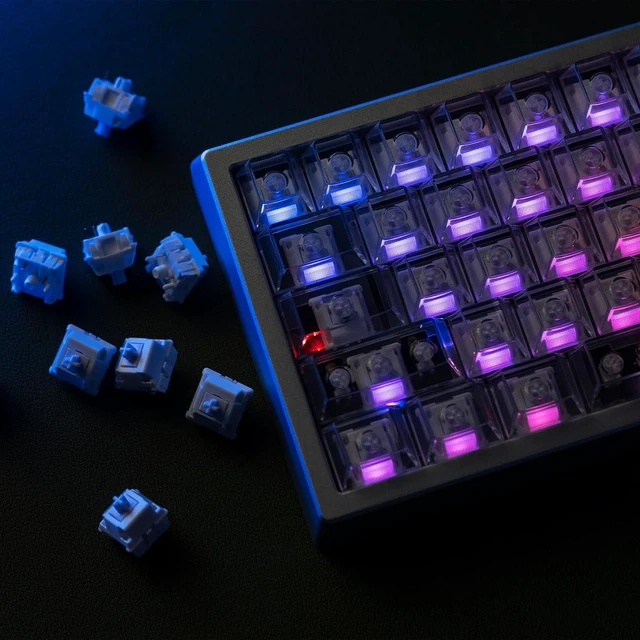 Alt view image 6 of 7 - OOCTPK Chilkey 35pcs Morandi 5-Pin Linear Mechanical Keyboard Switches for Mechanical Keyboard, Focused Bottom-Out Feedback and Crisp, High-Transmittance PMMA Light Guide, Even RGB Illumination