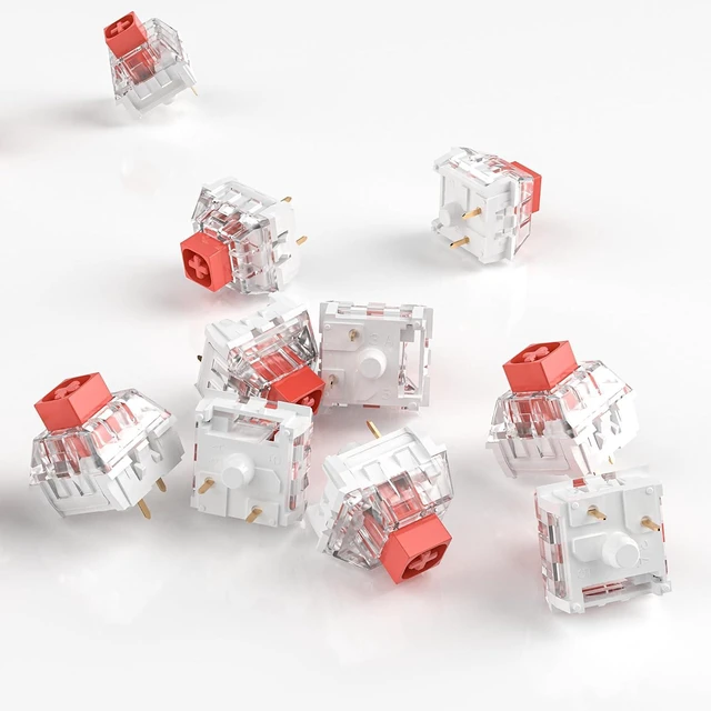 Alt view image 4 of 6 - Kailh Box Red Switches for Mechanical Keyboard,3-Pin 45gf Linear/Factory Lubed/Dust&Waterproof Switches(Kailh Box Red,72Pcs)