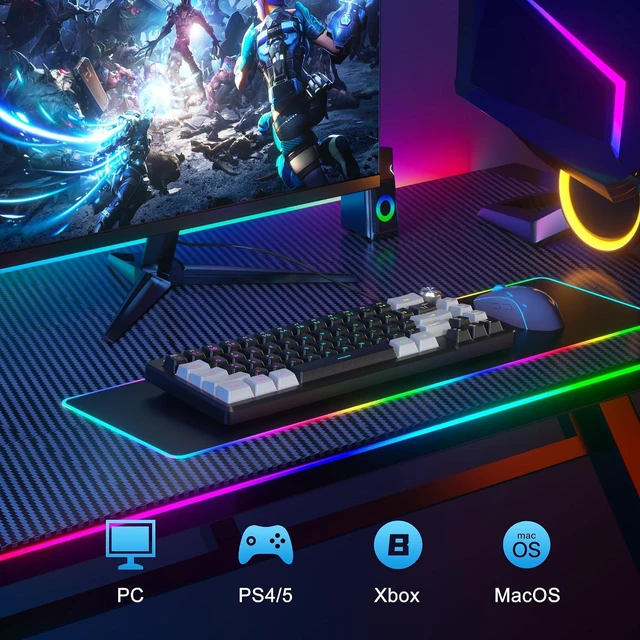 Alt view image 5 of 6 - MageGee Mini 60% Gaming Keyboard, RGB Backlit 68 Key Ultra-Compact Keyboard, TS68 Ergonomic Waterproof Mechanical Feeling Office Computer Keyboards for PC, MAC, PS4, Xbox ONE Gamer