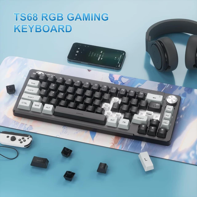 Alt view image 6 of 6 - MageGee Mini 60% Gaming Keyboard, RGB Backlit 68 Key Ultra-Compact Keyboard, TS68 Ergonomic Waterproof Mechanical Feeling Office Computer Keyboards for PC, MAC, PS4, Xbox ONE Gamer