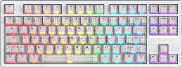 Main image of IROK FE87 V2 Wired Mechanical Keyboard, Dual 8KHZ Polling Rate, Support SODC/Latency As 0.125MS/ARGBHot Swappable, Gasket Sturcture Gaming Keyboard (White/Hyacinth Switch)