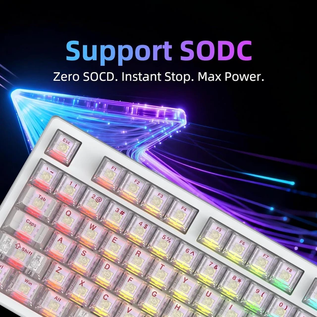 Alt view image 4 of 7 - IROK FE87 V2 Wired Mechanical Keyboard, Dual 8KHZ Polling Rate, Support SODC/Latency As 0.125MS/ARGBHot Swappable, Gasket Sturcture Gaming Keyboard (White/Hyacinth Switch)