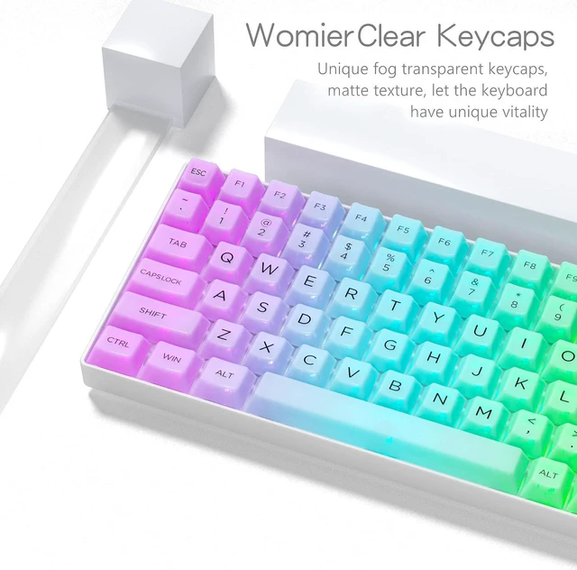 Alt view image 2 of 6 - Jelly Keycaps - Clear Translucent Keycaps, Custom Cherry Profile for RGB Shine Through Keyboard Key Cap, 115 Keys Full Set for Mechanical Gaming Keyboard