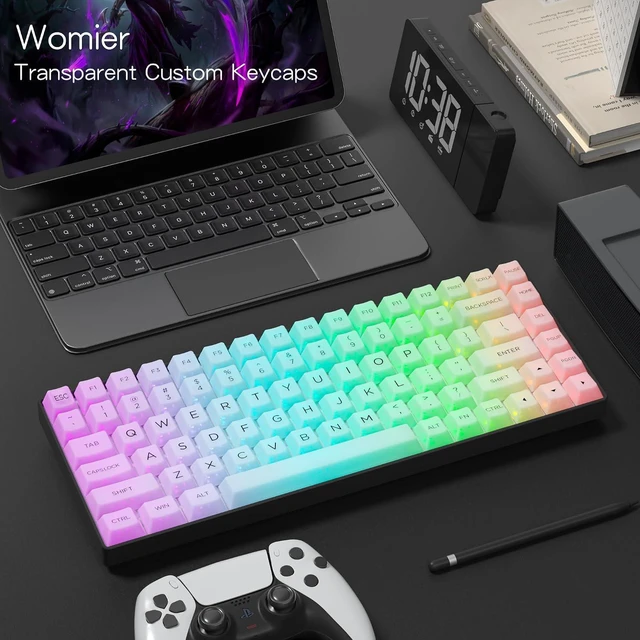 Alt view image 3 of 6 - Jelly Keycaps - Clear Translucent Keycaps, Custom Cherry Profile for RGB Shine Through Keyboard Key Cap, 115 Keys Full Set for Mechanical Gaming Keyboard