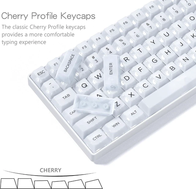 Alt view image 4 of 6 - Jelly Keycaps - Clear Translucent Keycaps, Custom Cherry Profile for RGB Shine Through Keyboard Key Cap, 115 Keys Full Set for Mechanical Gaming Keyboard