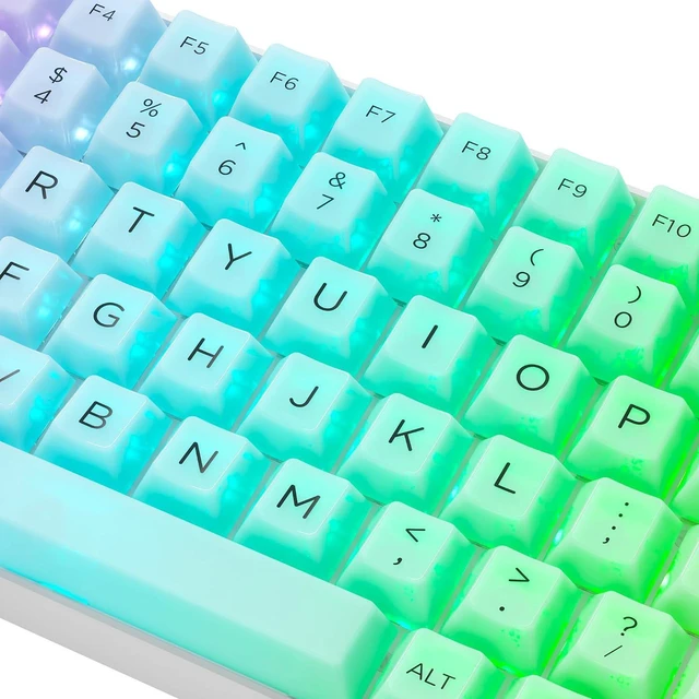 Alt view image 5 of 6 - Jelly Keycaps - Clear Translucent Keycaps, Custom Cherry Profile for RGB Shine Through Keyboard Key Cap, 115 Keys Full Set for Mechanical Gaming Keyboard