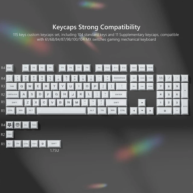 Alt view image 6 of 6 - Jelly Keycaps - Clear Translucent Keycaps, Custom Cherry Profile for RGB Shine Through Keyboard Key Cap, 115 Keys Full Set for Mechanical Gaming Keyboard