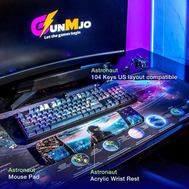 Alt view image 2 of 7 - GUNMJO PBT Dye-Sublimation Astronaut Keycaps for Gaming Keyboard with Cherry Gateron MX Switches Mechanical Keyboard, OEM Profile 61/87 /Full 104 Keys US Layout Compatible Keys with 6.25U Space Bar