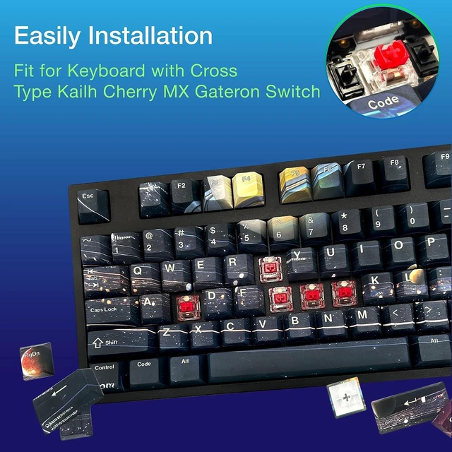 Alt view image 3 of 7 - GUNMJO PBT Dye-Sublimation Astronaut Keycaps for Gaming Keyboard with Cherry Gateron MX Switches Mechanical Keyboard, OEM Profile 61/87 /Full 104 Keys US Layout Compatible Keys with 6.25U Space Bar