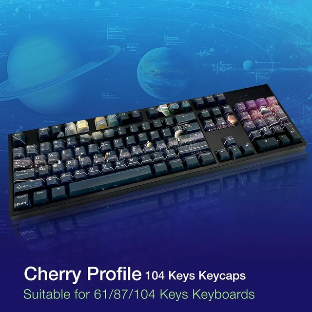 Alt view image 4 of 7 - GUNMJO PBT Dye-Sublimation Astronaut Keycaps for Gaming Keyboard with Cherry Gateron MX Switches Mechanical Keyboard, OEM Profile 61/87 /Full 104 Keys US Layout Compatible Keys with 6.25U Space Bar