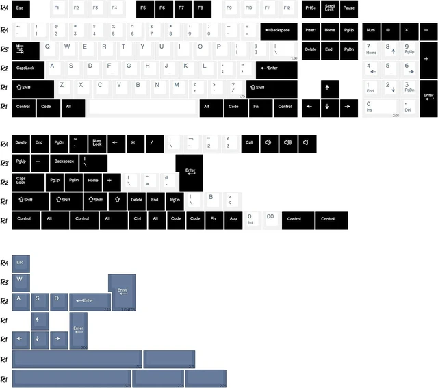 Alt view image 2 of 7 - Arctic PBT Double Shot Keycap Set,176 Keys Retro Blue Custom Key Cap Keycaps 60 Percent Cherry Profile Keycaps for 61/64/68/84/87/100/104/108 Mechanical Keyboard