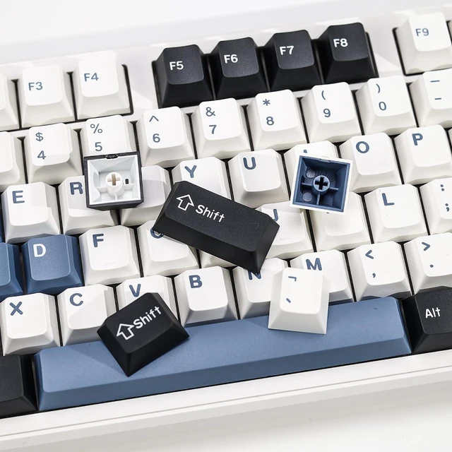 Alt view image 4 of 7 - Arctic PBT Double Shot Keycap Set,176 Keys Retro Blue Custom Key Cap Keycaps 60 Percent Cherry Profile Keycaps for 61/64/68/84/87/100/104/108 Mechanical Keyboard