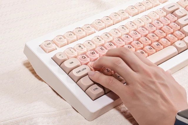 Alt view image 3 of 7 - ZORNHER CG870 Foundation Mechanical Keyboard,80% Pink Creamy Keyboard Wireless,Gaming Keyboard Cute,Jelly MOA Profile Round Keycaps,Creamy Sounding Linear Switches,PC Gaming