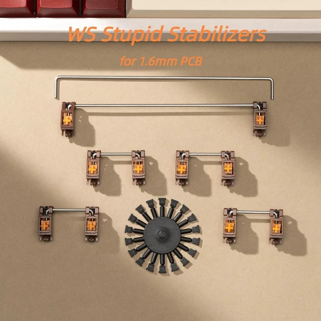 Alt view image 2 of 7 - OOCTPK Chilkey Stupid Keyboard Stabilizers, Snap-in Stabilizers with 2u 6.25u 7u Wires, 1.6mm PCB Mount Stabs Kit for Mechanical Keyboards MX Switches