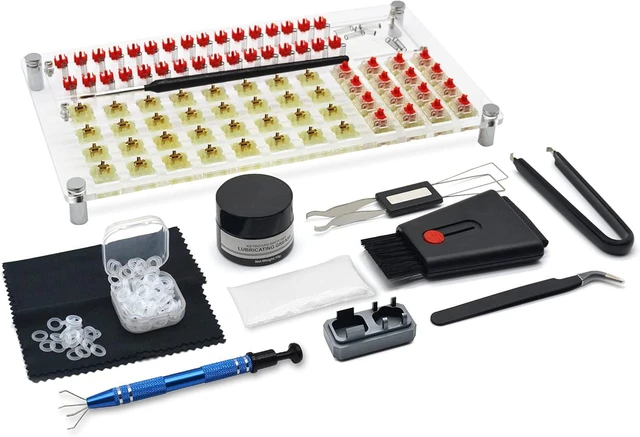 Main image of YIMAGUJRX 32 Switches Acrylic Lube Station,Keyboard Lube Kit,Switch Opener,Switch Lube,Switch Puller,Keycap Puller,Switch Lube Tool for Custom Mechanical Keyboard (12Pcs)