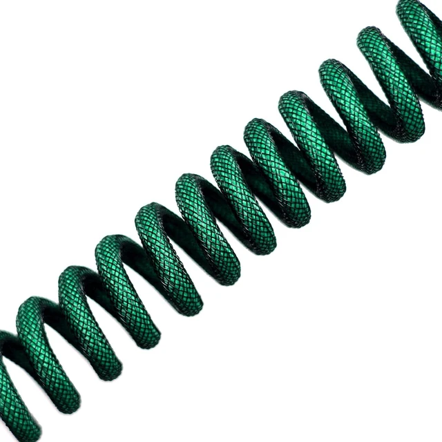 Alt view image 4 of 6 - FormulaMod USB C Coiled Keyboard Cable for Mechanical Keyboard, Coiled USB Aviator Cable for Keyboard, Pro Double Sleeved Cable with Organizer Zipper Box (Green)