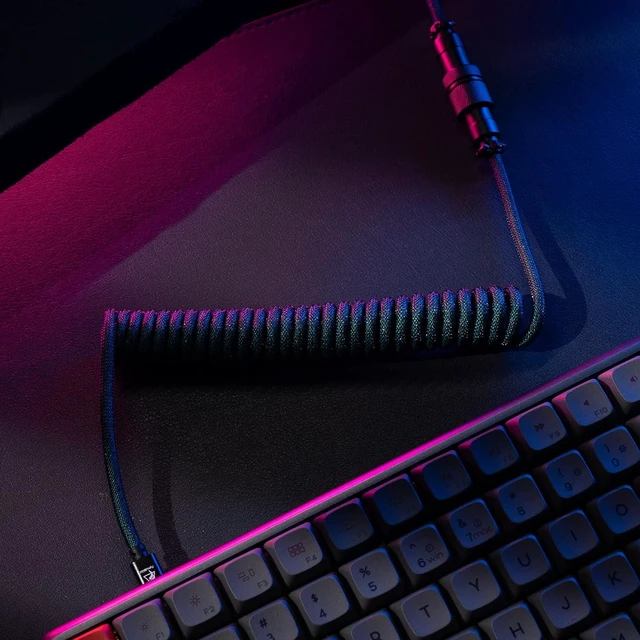 Alt view image 6 of 6 - FormulaMod USB C Coiled Keyboard Cable for Mechanical Keyboard, Coiled USB Aviator Cable for Keyboard, Pro Double Sleeved Cable with Organizer Zipper Box (Green)