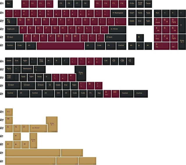 Alt view image 2 of 7 - PBT Double Shot Custom Keycap Set,Keycaps 60 Percent-176 Keys Red Samurai Key Caps,Cherry Profile Keycaps for GK61/64/68/84/87/100/104/108 Mechanical Keyboard