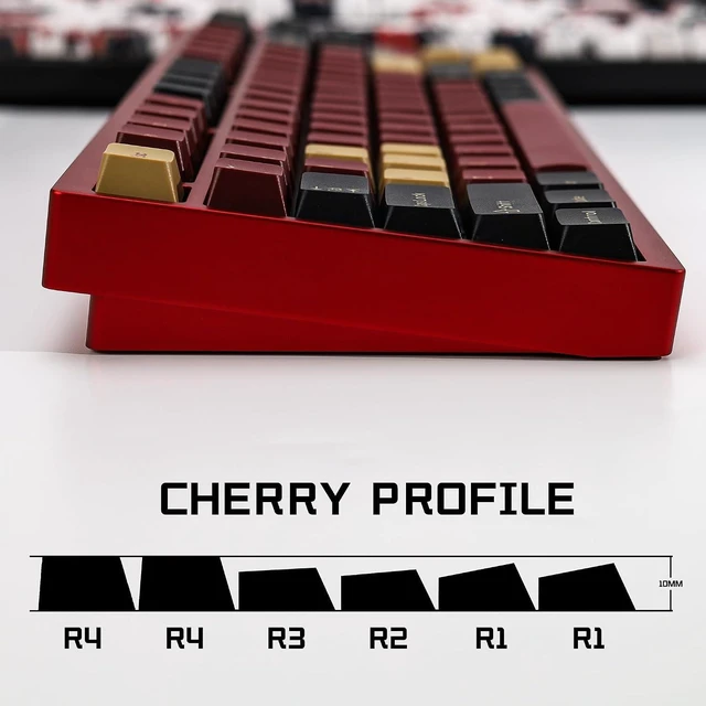 Alt view image 3 of 7 - PBT Double Shot Custom Keycap Set,Keycaps 60 Percent-176 Keys Red Samurai Key Caps,Cherry Profile Keycaps for GK61/64/68/84/87/100/104/108 Mechanical Keyboard