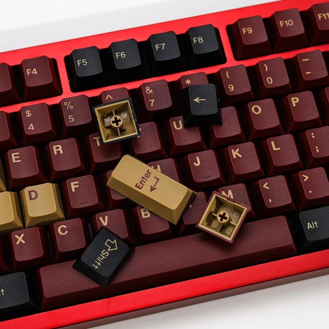 Alt view image 4 of 7 - PBT Double Shot Custom Keycap Set,Keycaps 60 Percent-176 Keys Red Samurai Key Caps,Cherry Profile Keycaps for GK61/64/68/84/87/100/104/108 Mechanical Keyboard