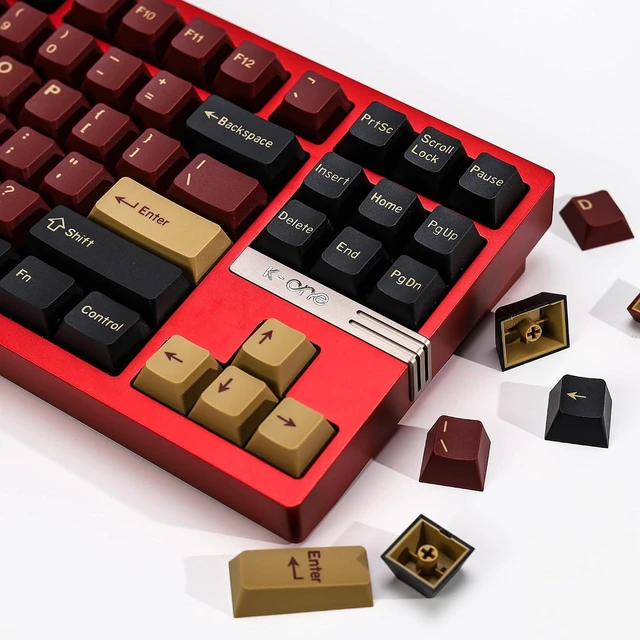 Alt view image 5 of 7 - PBT Double Shot Custom Keycap Set,Keycaps 60 Percent-176 Keys Red Samurai Key Caps,Cherry Profile Keycaps for GK61/64/68/84/87/100/104/108 Mechanical Keyboard