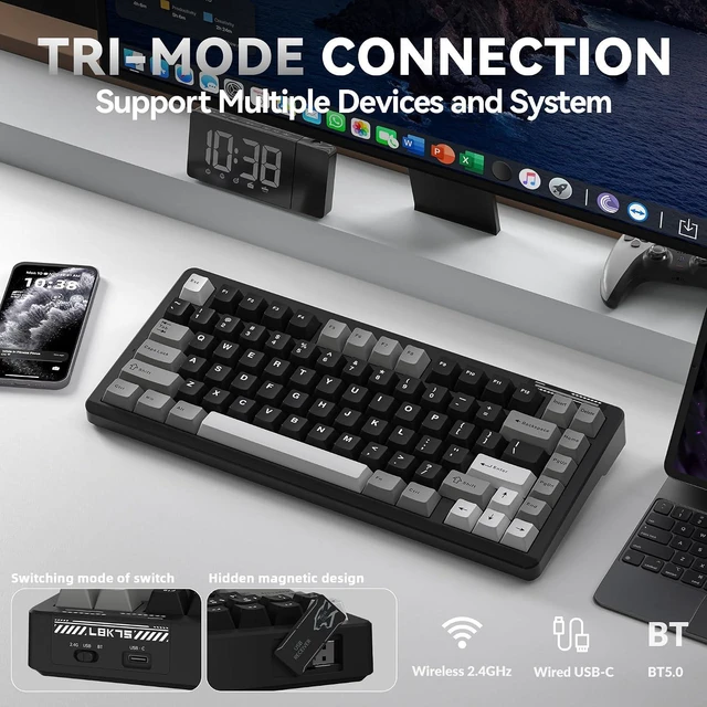 Alt view image 3 of 7 - CORBOBO lingbao k75 Keyboard (Black&Grey&White)