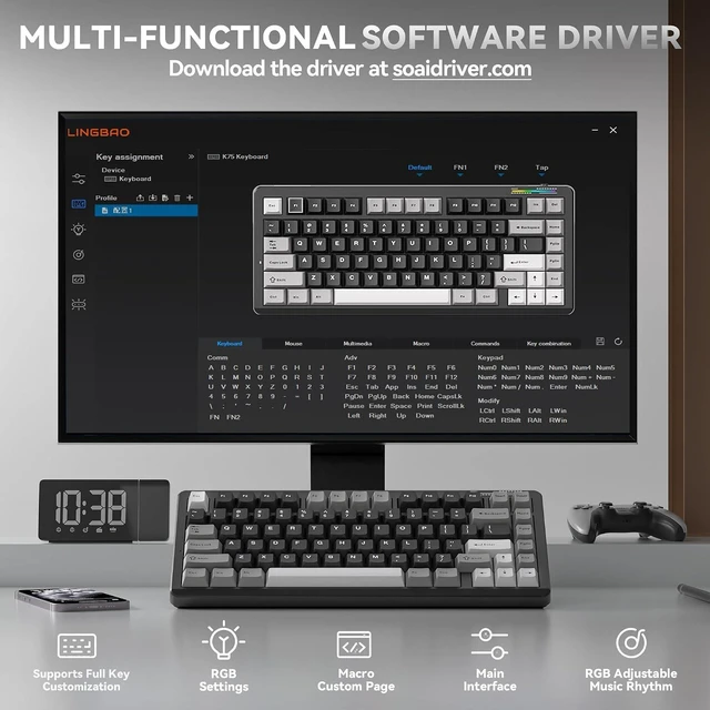 Alt view image 5 of 7 - CORBOBO lingbao k75 Keyboard (Black&Grey&White)
