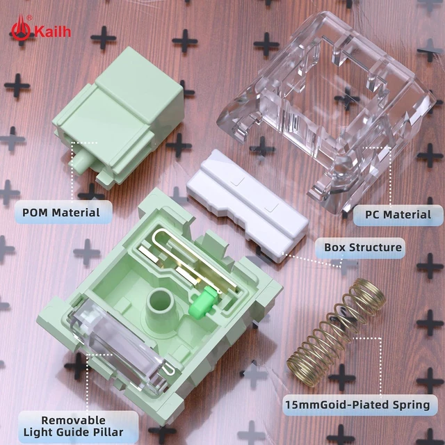 Alt view image 3 of 7 - Kailh Box Bamboo Switch,Heavy 3pin 55gf Clicky Switches IP56 Water-Proof Compatible MX Gaming Mechanical Keyboard(Jade Bamboo,45pcs)