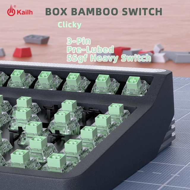 Alt view image 4 of 7 - Kailh Box Bamboo Switch,Heavy 3pin 55gf Clicky Switches IP56 Water-Proof Compatible MX Gaming Mechanical Keyboard(Jade Bamboo,45pcs)