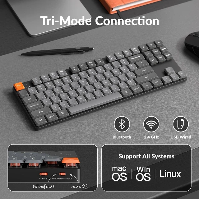 Alt view image 2 of 7 - Keychron K1 Max Ultra Thin QMK/VIA Bluetooth Wireless/USB Wired Custom Mechanical Keyboard, 2.4GHz Hot Swappable TKL Layout RGB Backlight Ergonomic Keyboard with Low Profile Gateron